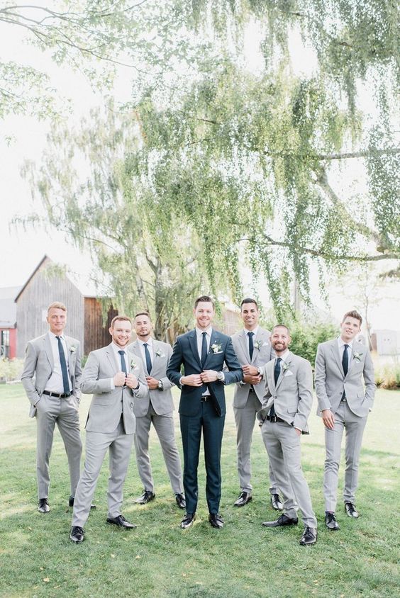 Szary garnitur męski do ślubu, gray groom suit